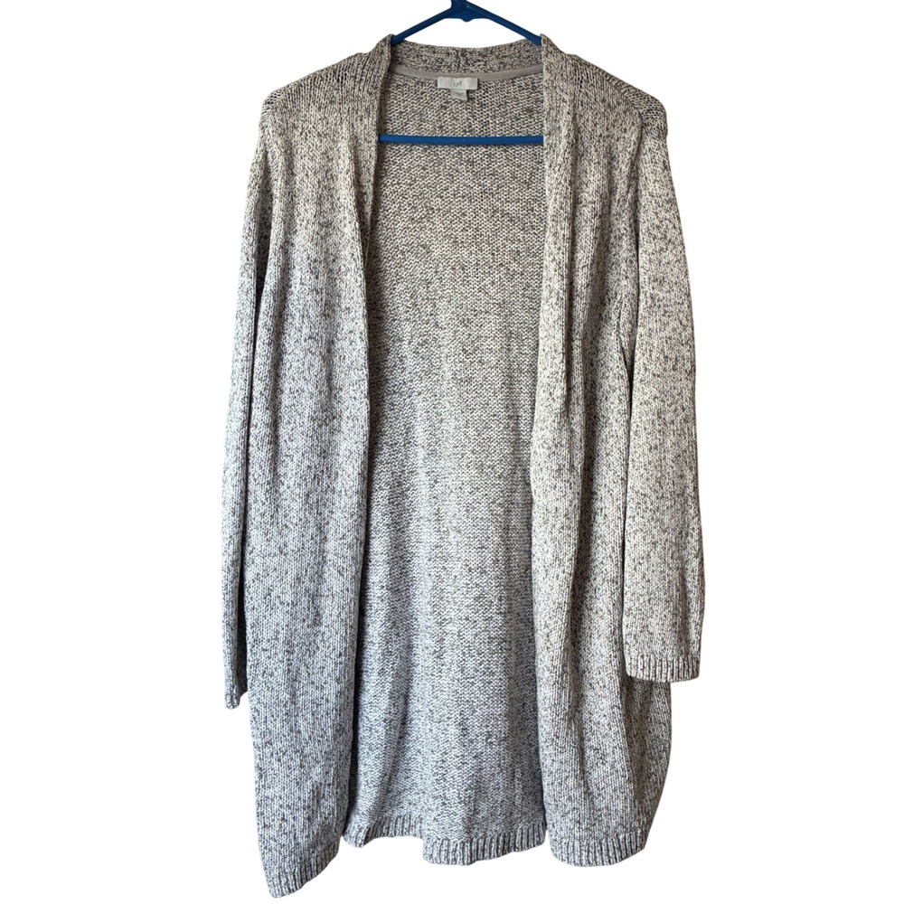 J. Jill Longline Lagenlook Cardigan Women Size M Gray Marled Old Money Office